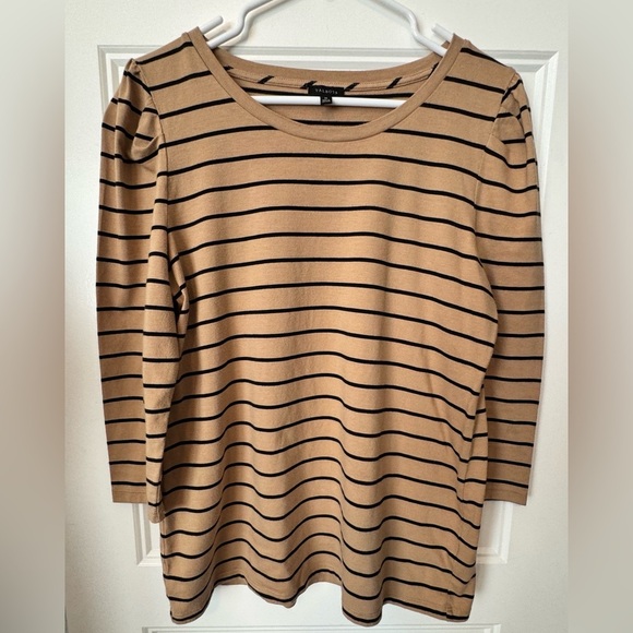 Talbots Long Sleeve Striped T-shirt Size Medium - Picture 1 of 10